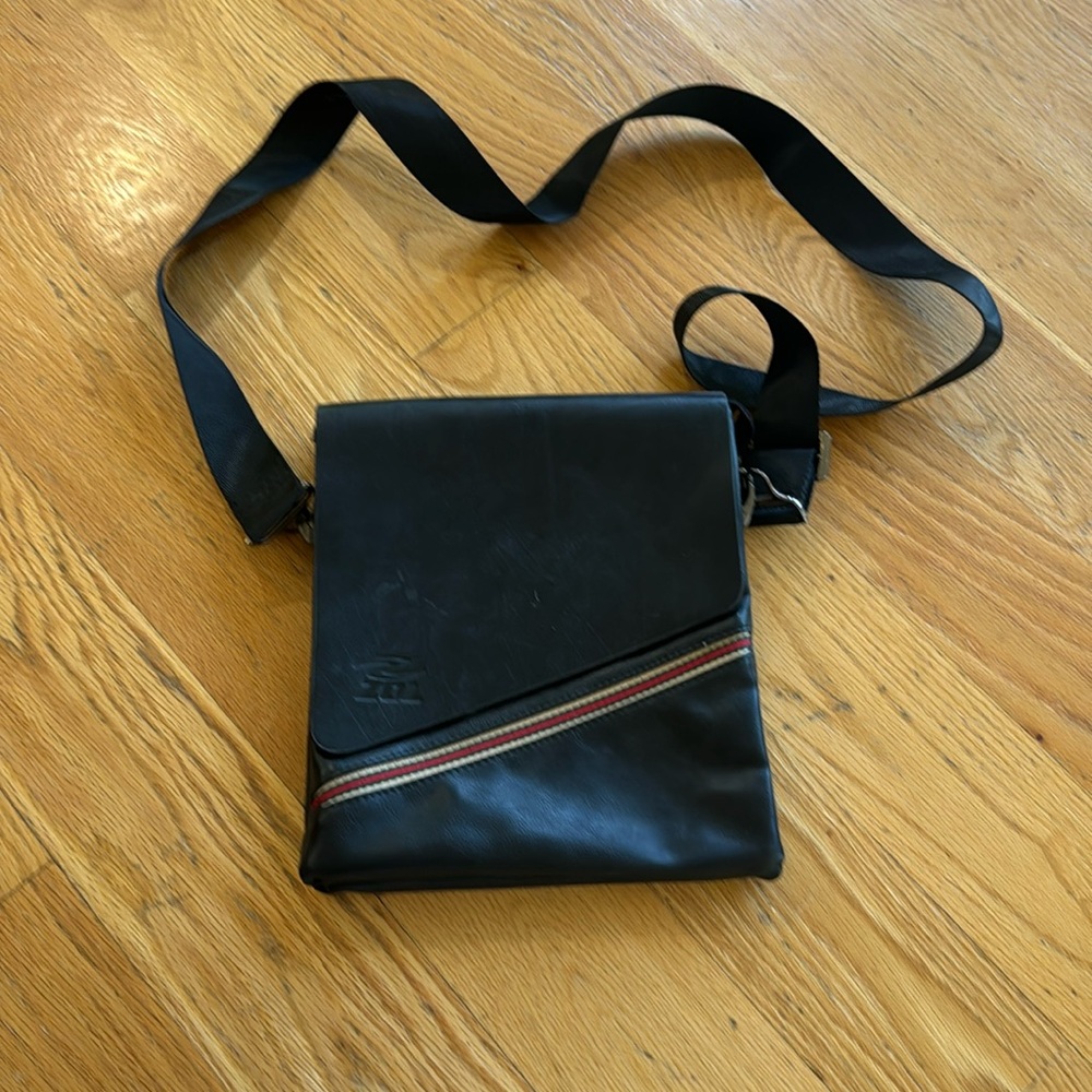 Zol black leather unisex Crossbody Bag